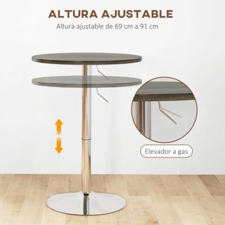 Mesa alta redonda madera y metal