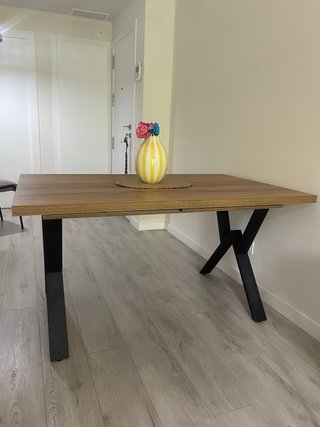 Mesa comedor extensible madera y metal