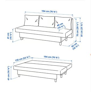 Divano letto 3 posti Ikea grigio