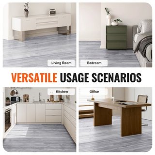 Azulejos de Vinilo Autoadhesivos 36 x 6 pulgadas, 20 Azulejos de 0.62mm de Grosor, Peel & Stick, Diseño de Madera Gris Claro para Suelos de Cocina, Comedor, Dormitorios y Baños, Fácil para Decorac...