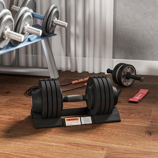 Conjunto de Pesas de Gimnasio, Conjunto de Mancuernas Ajustables para Brazos con Base de Almacenamiento y Mango Antideslizante, Mancuernas, para Entrenamiento de Fitness en Casa y Gimnasio, Negro