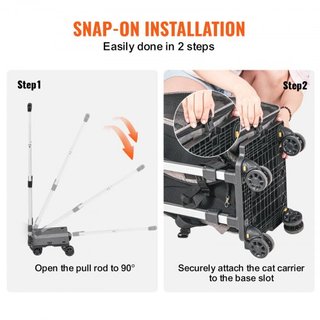 Transportín para Gatos con Ruedas, Transportín para Mascotas Rodante con Mango Telescópico y Correa de Hombro, Transportín para Perros con Ruedas para Mascotas de hasta 18 lbs, con 1 Cuenco Plegab...
