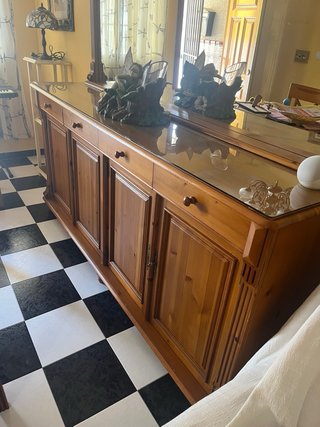 Aparador de salón comedor madera y espejo compañer