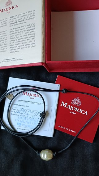 Collar Cuero Perla Barroca Majorica 1890
