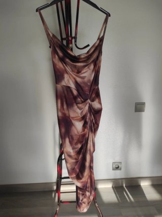 Vestido corto tonos tierra jaspeado Shein XS