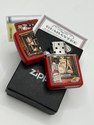 Zippo Rosso Opaco 2011 Scatola Design Vintage Ufficiale