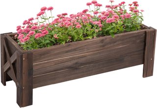 Jardinera de Exterior de Madera Rectangular, Huerto Elevado para Plantas, Maceta para Huerto de Exterior, 100X36.5X36Cm