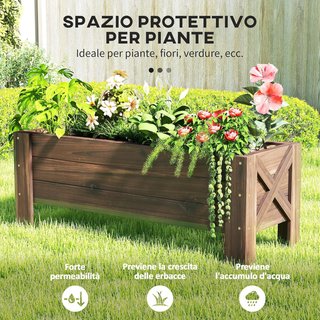 Jardinera de Exterior de Madera Rectangular, Huerto Elevado para Plantas, Maceta para Huerto de Exterior, 100X36.5X36Cm