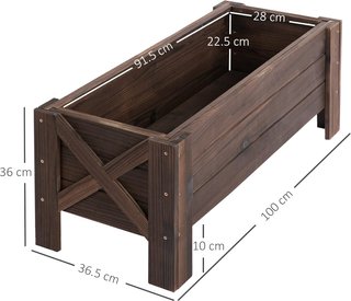 Jardinera de Exterior de Madera Rectangular, Huerto Elevado para Plantas, Maceta para Huerto de Exterior, 100X36.5X36Cm