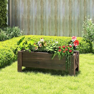 Jardinera de Exterior de Madera Rectangular, Huerto Elevado para Plantas, Maceta para Huerto de Exterior, 100X36.5X36Cm