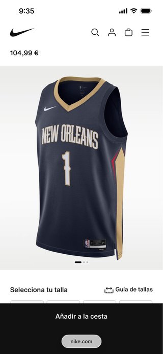 Camiseta Nike Dri-Fit Talla S Azul y Dorado