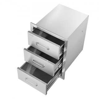 Cajones de Cocina Exterior 16" W x 21.5" H x 18" D, Cajones de Acceso Triple Montados a Ras con Mango de Acero Inoxidable, Cajones para Isla de BBQ para Cocinas Exteriores o Estación de Parrilla e...