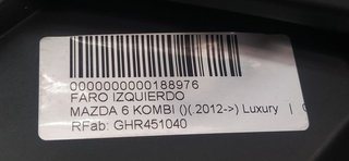 FARO IZQUIERDO MAZDA 6 KOMBI ()(.2012->) Luxury