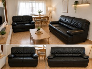 Conjunto 2 sillones piel negro.