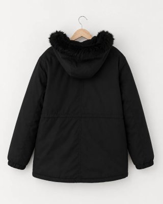 Parka negra invierno capucha pelo Talla L/XL