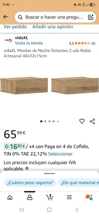 Mesitas flotantes vidaXL Roble Artesanal