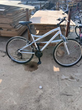 Bicicleta de montaña plateada