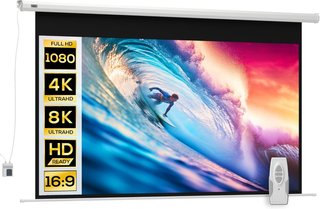 Pantalla de Proyector Motorizada de 100 Pulgadas 4K HD Formato 16:9, Pantalla de Proyector Motorizada Eléctrica con Control Remoto, Pantalla de Videoproyector para Casa, Cine, Oficina, Hogar, 251X...