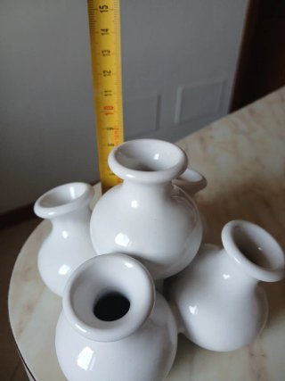 Set 4 Vasi Ceramica bianca Vintage Anni '70