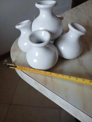 Set 4 Vasi Ceramica bianca Vintage Anni '70