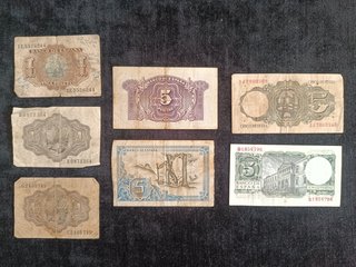 LOTE 18 BILLETES ANTIGUOS 1 A 100 PESETAS ESPAÑA