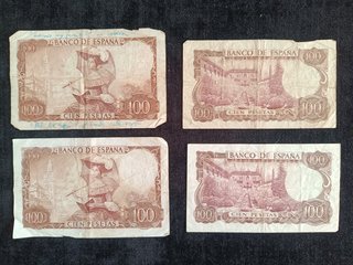 LOTE 18 BILLETES ANTIGUOS 1 A 100 PESETAS ESPAÑA