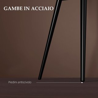 Set di 2 sedie imbottite in stile nordico, sedie da cucina in tessuto, sedia imbottita con braccioli e gambe in acciaio per soggiorno, 54X57X80 cm, marrone