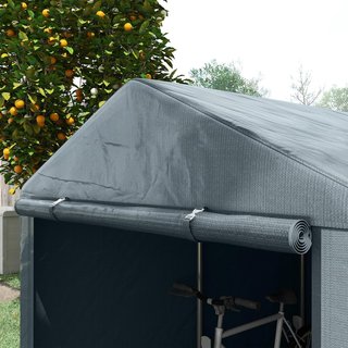 Garaje Moto para Exterior Portaobjetos anti UV Con Entrada a Cremallera, Tenda Garaje para Bicicletas Y Herramientas en Metal Galvanizado Y Tejido PE, 160X218X172 Cm, Gris Oscuro