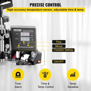 Macchina da stampa a caldo, 10x12 pollici / 25x30 cm, stampante per trasferimento sublimatico 2IN1 Clamshell con rivestimento in teflon, controllo digitale della temperatura preciso, Powerpress per camicie...