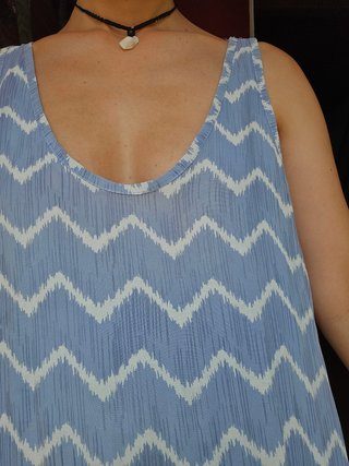 Vestido largo azul y blanco Talla M