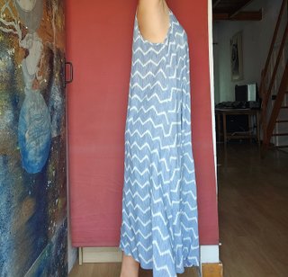 Vestido largo azul y blanco Talla M