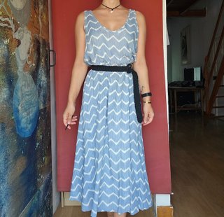 Vestido largo azul y blanco Talla M