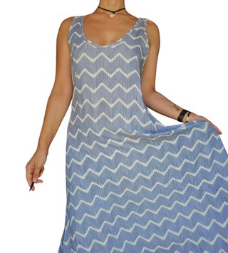 Vestido largo azul y blanco Talla M