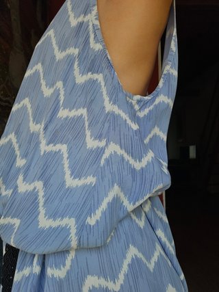 Vestido largo azul y blanco Talla M
