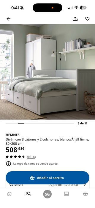 Diván cama Hemnes + 2 colchones