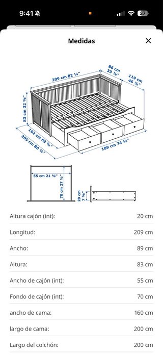 Diván cama Hemnes + 2 colchones