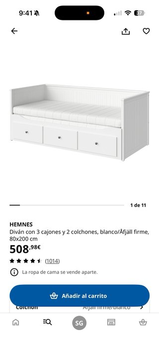 Diván cama Hemnes + 2 colchones