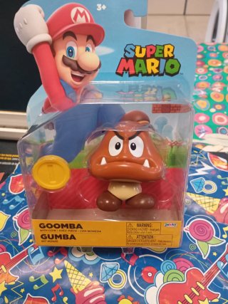 Muñeco Goomba Super Mario Jakks con moneda
