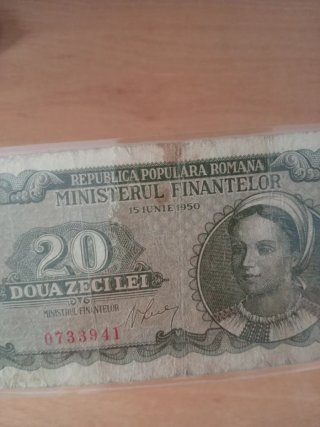 Billete 20 Lei Rumanía 1950 ESTA PLASTIFICADO