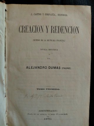 Libro de 1870 " Creación y Redención " dos tomos.