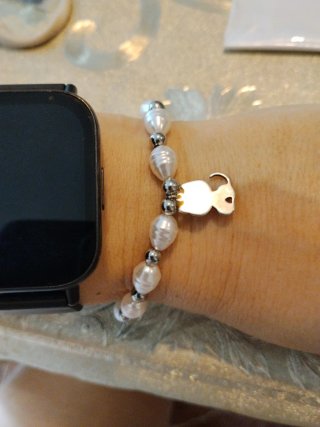 Pulsera Acero Inoxidable Gato Perlas