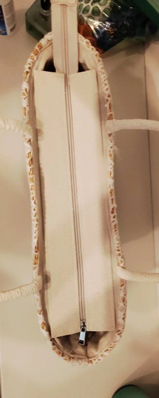 Borsa paglia e ricami bianca/oro