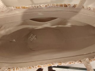 Borsa paglia e ricami bianca/oro