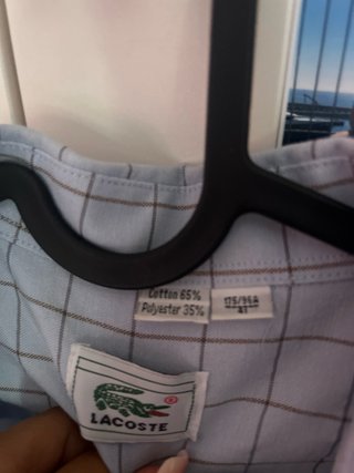 Camisa Lacoste cuadros azul manga larga hombre