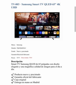 Samsung Smart TV QLED 65 4K UHD
