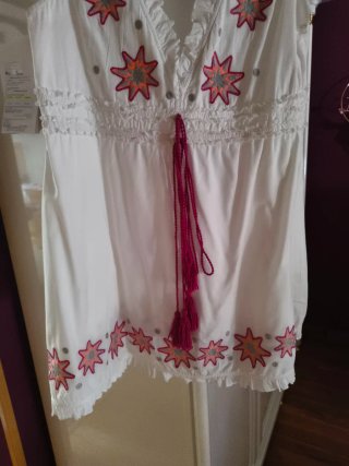 Vestido blanco verano flores S