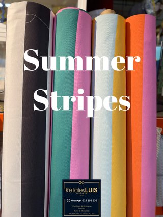 Loneta HP Summer Stripes Fucsia & Verde