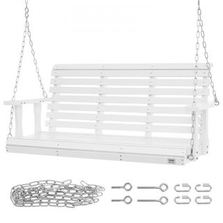 Hamaca de Madera de 4.5 pies, hamaca de patio para patio y jardín, capacidad de carga mejorada de 880 lbs, banco de hamaca de alta resistencia con cadenas colgantes para exteriores, blanca