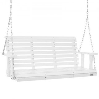 Hamaca de Madera de 4.5 pies, hamaca de patio para patio y jardín, capacidad de carga mejorada de 880 lbs, banco de hamaca de alta resistencia con cadenas colgantes para exteriores, blanca