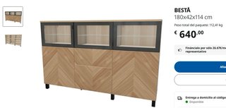Aparador moderno Ikea madera y cristal